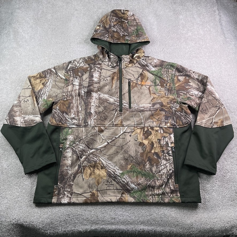 Habit Jacket Mens 2XL‎ XXL Brown Realtree Xtra Camo Softshell Hunting Half Zip